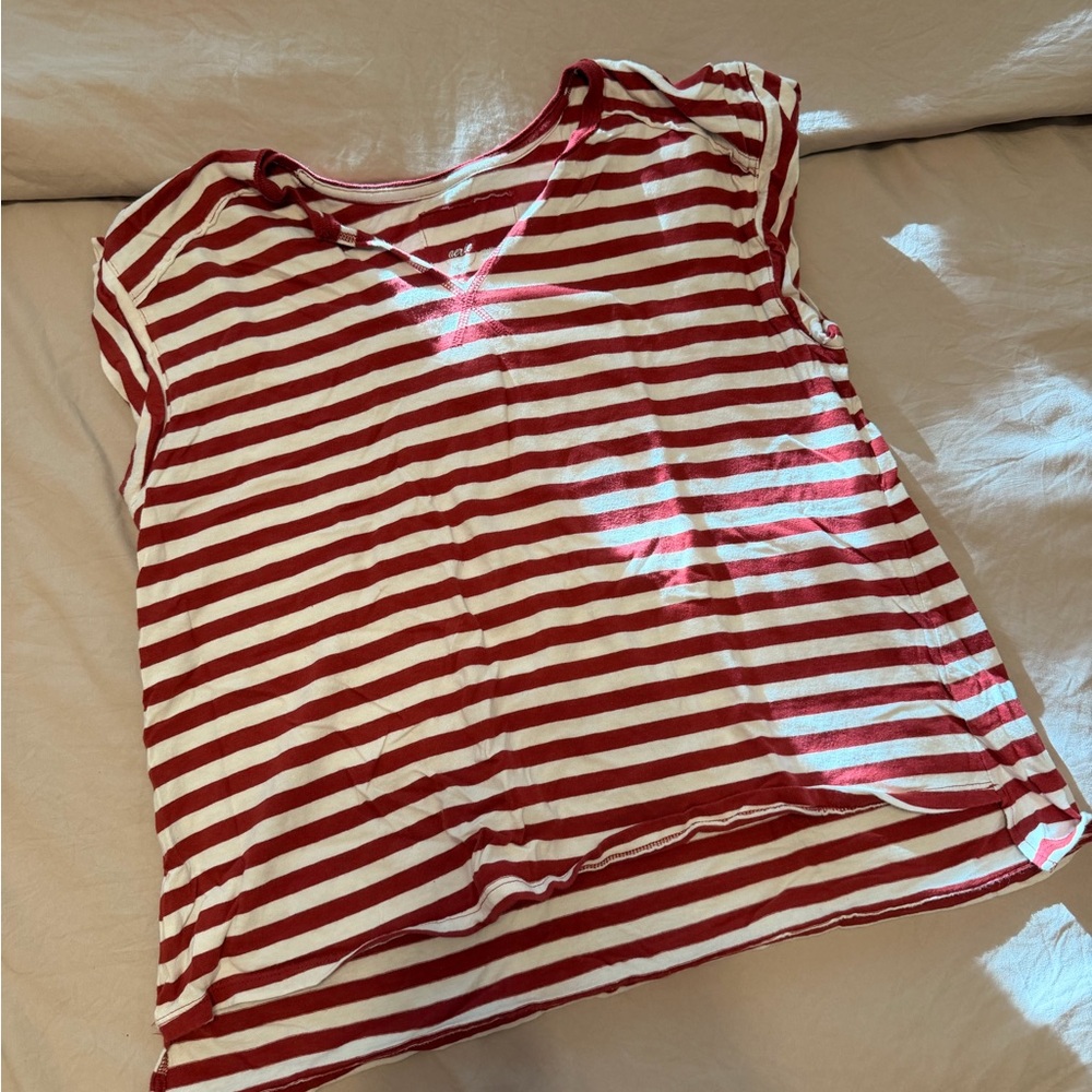 Aerie Red and White Striped Top